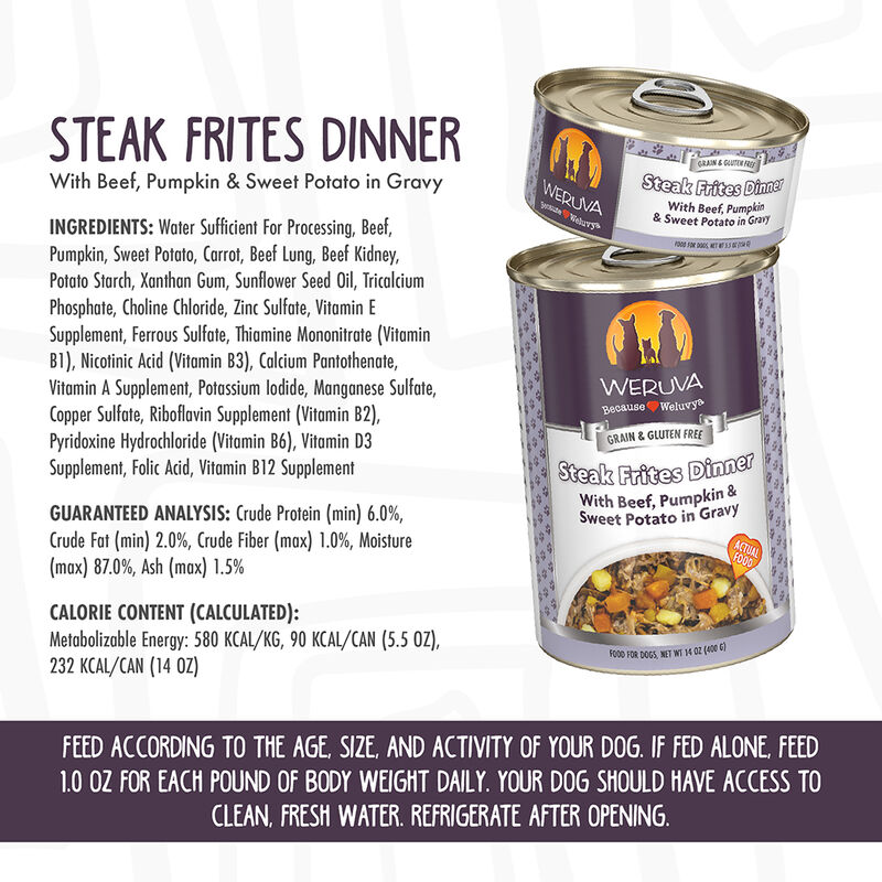 Weruva, Can, Adult - Steak Frites - Shreds - Wet Dog Food image number null